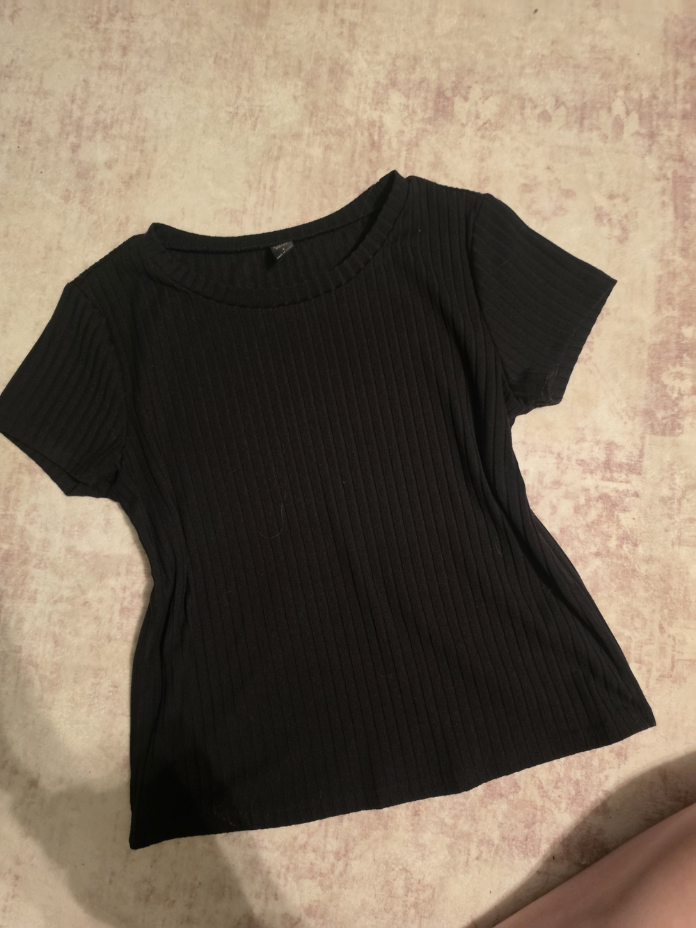 Classic Ribbed Short Sleeve Tee - Black